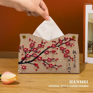 Storage Bags Chinese Wind Xuemei Oil Painting Tissue Box Room Paper Pumping Home Upscale.