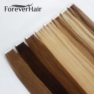 Extensions FOREVER HAIR Tape In Human Hair Extensions 14" 16" 18" 20" Machine Made Remy Hair On Adhesives Tape PU Skin Weft Invisible 20pcs