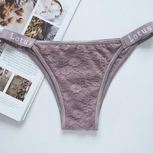 Women's Panties Comfortable Lace Fashion Design Cotton Crotch Letter Low-Waist Thong Women Lingerie Korean Style Underwear T-Shaped