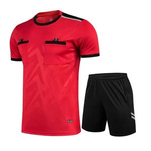 men adult professional soccer referee uniforms set football judge referee jerseys shirts shorts suit soft kit tracksuits pocket 240313