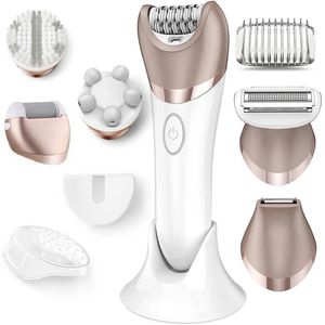 6in1 conjunto depilador elétrico feminino barbeador perna corpo depilação rosto senhora navalha bikini trimmer removedor de cabelo molhado seco 240315