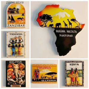 Buzdolabı mıknatısları Afrika dondurulmuş mıknatıs Tanzanya Seyahat Hatıra Kenya Zanzibar Kilimanjaro Soğutucu Stickers Ana Dekorasyon Düğün Hediyeleri y240322