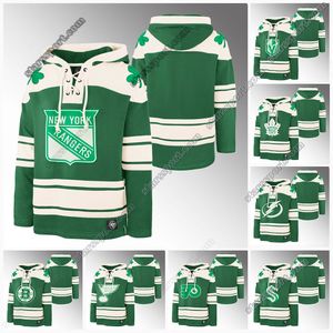 2024 St. Patrick's Day Kelly Green Hoodie Pullover Golden Knights Maple Leafs Lightning Kraken Rangers Bruins Flyers Devils Capitals Mens Womens Youth