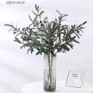 Faux blommor grönare 1pc konstgjorda olivgröna blad träd grenar jul frukt falska växter foto rekvisita hem bröllop dekortion siden blommor y240322