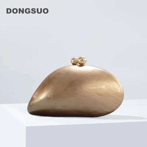 Evening Bags Acrylic shell shape clutch bag women designer evening party cute purse new green gold purple ivory handbag High QualityL2403