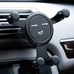 Cell Phone Mounts Holders Gravity Car Phone Holder Air Vent Clip Smile Face Mount Mobile Cell Stand GPS Support For iPhone 12 13 14 Pro Max Samsung 240322