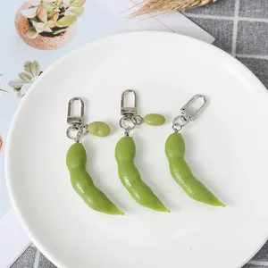 Nyckelringar Söt ärta bönor sojabönor edamame mat Keychain Keyring For Women Men Gift Statement Creative Fun Car Airpods Box Bag Charms Trinket