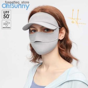 Moda Maschere per il viso Ghetta per il collo OhSunny Maschera per protezione solare Protezione UV Maschera a pieno facciale a tesa larga Donna 2024 Nuova estate Passamontagna fresco UPF2000 + Bicicletta da esterno L240322