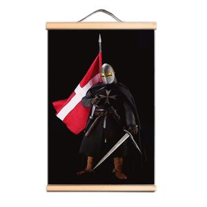 Knights Templar Armor Warrior Scroll Plakat Plakat Krajobraz Mur Art Zdjęcia