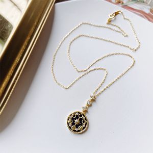 Blue Sandstone Sun Moon Stars Exquisite Clavicle Chain Retro Luxury High Sense S925 Sterling Silver Necklace