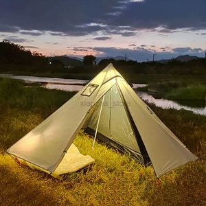 Tents and Shelters Camping Teepee Tent Outdoor Pyramid Tent Single People Tipi Hot Tent for Outdoor Camping Hiking Picnic 240322