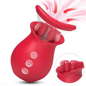 Rose Vibrator with Suction Cups Clitoral Nipple Licking Sucking Stimulator Vibrating Female Adult Sex Toys for Women Couples 240312