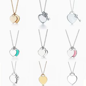 sterling sier necklace designer for women 1 2 layer heart key pendant necklaces crystal ename personalize fine designer jewelry vanlentines day gift for girl