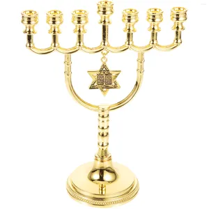 Candle Holders Seven Headed Candlestick Sticks Holder Tall Menorah Dining Table Display Menorahs For Chanukah Holiday Metal Hanukkah