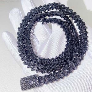 Гуанчжоу Блестящие ювелирные изделия из стерлингового серебра 10 мм в стиле хип-хоп со льдом, черный муассанит, кубинская цепочка
