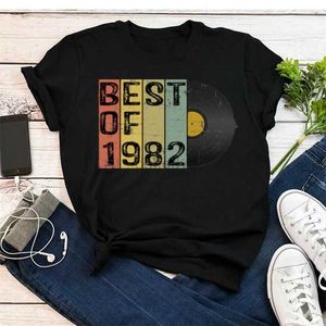 Женская футболка 1982 Best Mens Party 40th Birthday Shirt 100% хлопок Уличная одежда Женская футболка Топ с короткими рукавами 240322