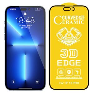 Protezione dello schermo per iPhone 15 Pro Max 14 Plus 13 Mini 12 11 XS XR X 8 7 SE 3D EDGE Curvo Ceramica Anti Shock Pellicola opaca a prova di esplosione curva Premium Copertura completa