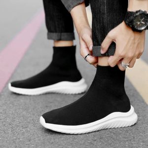 Shoes Couple Mesh Black Sock Sneakers For Men Lightweight Breathable Men's Running Shoes Chunky High Top Sport Shoes Male Size 3645