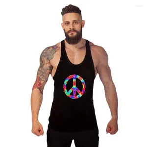 Men's Tank Tops Men Gym Clothing Man Tie Dye Flower Peace Sign T-gym Hippy 60s 70s Costume Cool Women