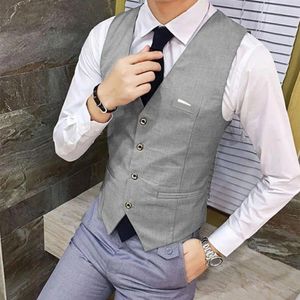 Gilet da uomo Cappotto monopetto Vestibilità slim con scollo a V Gilet formale da lavoro per lo sposo Cardigan da sposa con tinta unita