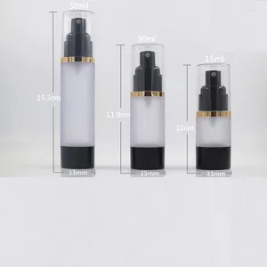 Bottiglie di stoccaggio Pompa spray Bottiglia airless Vuota Nero satinato 15ML 30ML 50ML Contenitore cosmetico riutilizzabile con tappo trasparente