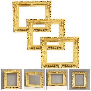 Quadros 3 PCs Dollouse Frame Picture Mini Po Decor Furniture Sala de brinquedo Miniaturas de plástico Miss para artesanato