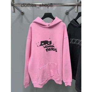 Homens Suéteres Outono / Inverno Balencigs Versão Hoodie Mens Moda Home Designer Hoodies 2024 Paris Marca Família Pintado à Mão Graffiti Casal LN0Z