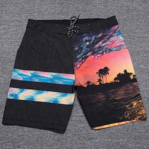 Shorts masculinos Novas calças de natação de verão para homens Bermudas de secagem rápida Elastic Beach Shorts Impermeáveis Spandex Surf Calças Board Shorts E885 J240322