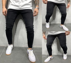 Calças de brim magros estiramento dos homens nova marca hip hop dos homens motociclista denim calças casuais fino ajuste preto lápis calças plus size s3xl1829966