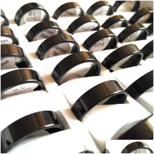 Band Rings Wholesale 50Pcs Uni Black Wide 6Mm Stainless Steel For Men And Women Engagement Ring Friend Gift Party Drop Delive Dhgarden Dhicu