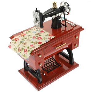 Dekoratif figürinler dikiş makinesi kutusu saat vintage klasik treadle masa masası mekanik hediye