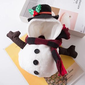 Cão vestuário boneco de neve traje outfits natal hoodies inverno quente filhote de cachorro gato para pequenos cães médios feriado festa vestir roupas