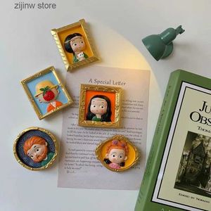 Kühlschrankmagnete Van Gogh Mona Lisa Kühlschrankmagnet niedlicher Cartoon Q-Version berühmtes Gemälde magnetische Aufkleber 3D-Harz Heimdekoration Y240318