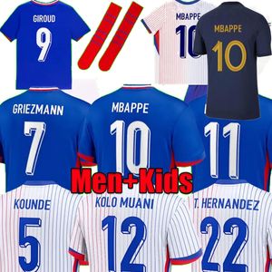 Mbappe French Soccer Jerseys 22 2023 2024 2025 Zaire-Emery Giroud Griezmann Tchouameni Kolo Muani Coman Saliba Thuram Camavinga Flock Men Men Kids Kids 4XL