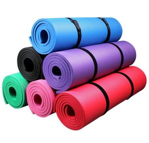 Alpurpose 0.4 inç Etra Kalın Yüksek Yoğunluklu Çevre Dostu NBR Slip Slip Eercise Yoga Mat, Fitness Workout için Taşıma Straping6814030