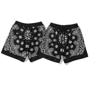 Men's Shorts 2023 Gaojie Cashew Flower Totem Casual Shorts Harajuku Printed Patches Shorts Mens Loose Sweater Shorts Womens West Coast J240322