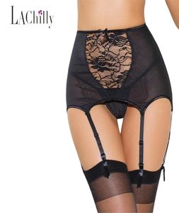 Whole2017 New Women Intimate Sexy Lingerie 3 Colors HighWaisted Lace Power Net Hollowout Garter Belt LC1183 Plus Size S8398897