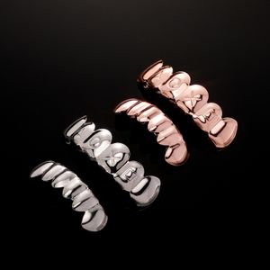 Kleines Symbol Silber Gold Mund Zähne Grillz Caps Oben Unten Kupfer Grill Set Männer Frauen Vampir Bucktooth Grills Rock Punk Rapper für Männer Hiphop Schmuck