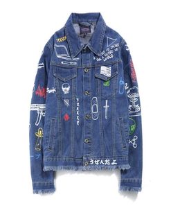 Giacca da uomo in jeans patchwork casual hip-hop Camicie da taschino stampate a maniche lunghe Moda streetwear sconto drop ship top coat9132427