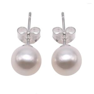 Stud Earrings Unique Pearls Jewellery Exquisite 8Mm Flat Round White Freshwater Pearl Drop Delivery Jewelry Otkxl