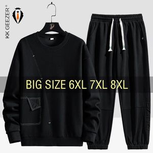 男性のスウェットシャツセット5xl 6xl 7xl 8xlプラスサイズのフーディーズコットンストリートウェアフード付きスポーツウェア秋の秋の秋のプルオーバー240315