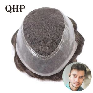 Toupees Toupees Erkek Kılcal Protez Dantel Pu Toupee Erkekler Erkekler İçin Yumuşak Erkek Saç Protezi 100% İnsan Saç Sistemi Doğal Saç parçası