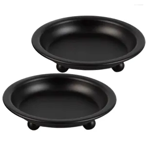 Candle Holders 2 PCS American Retro Black Metal Dish Candlestick Dectop Dekoracja Zestaw Disc Disc Patli