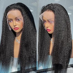 Lace Front Wigs Kinky Straight Human Hair Wig HD Transparent Yaki Straight Lace Frontal Human Hair Wigs for Woman Human Hair