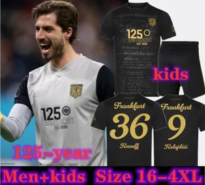 S-4xl 24 25 Eintracht Frankfurt piłkarski koszulki 125 rocznica DFB Pokal finał 2024 2025 Rode Ache Men Men Football Kitki dla dzieci 125. czarne złoto