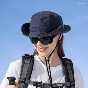Шляпы с широкими полями H12, летняя хлопковая дышащая шляпа от солнца, уличная альпинистская женская японская джинсовая рыбацкая шляпа