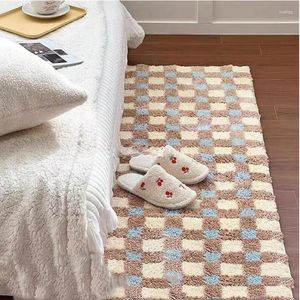 Teppiche Ins Checkerboard Plaid Weicher Tufting-Teppich Flauschiger Dicker Tufting-Raumeingangs-Fußmatte Anti-Rutsch-Teppich Eingangsbodenmatte