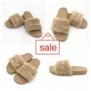 new Chain Diamond Plush Slippers Indoor and Outdoor Plush Flat Bottom Warm Slippers GAI Fluffy fall outdoor Design cute Plush Slippers Daily Home color 2024