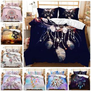 Conjuntos de cama Colorido Duveta Capa Set Dream Catcher Pena Mandala Consolador com Fronha para Adulto Meninas Quarto Decoração