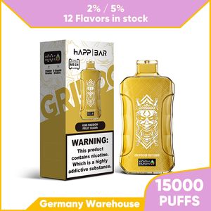 EU Warehouse 150000 puffs engångsvap av vape penning av laddningsbart luftflöde justerbar 15 ml 12 färg elektronisk cigarett